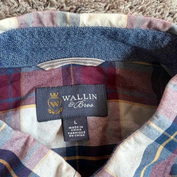 Wallin & Bros Button Down Shirt Large Plaid - Picture 2 of 6